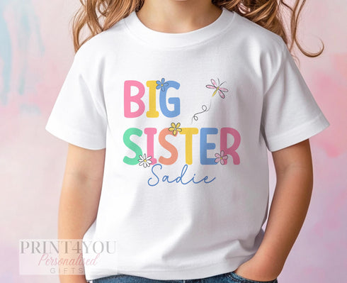 Personalised Big Sister T Shirt – Soft Cotton Heart Print Kids Wear
