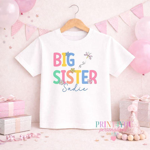 personalised big sister t shirt soft cotton heart print kids wear