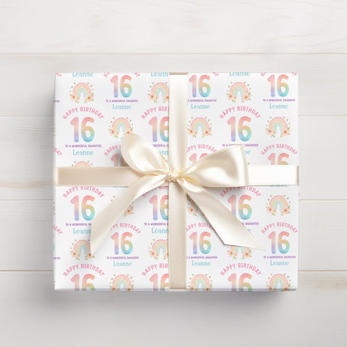 Personalised Birthday Wrapping Paper | Rainbow Name Age Gift Wrap