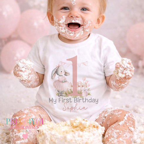 Children's clothing with the 1st birthday outfit bunny design design