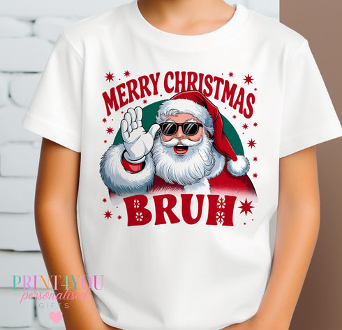 Daddy and Me Christmas T-Shirts | Funny Santa Bruh Tops | Add Any Name