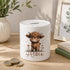 Personalised Highland Cow Money Box – Custom Name Ceramic Baby Animal Piggy Bank