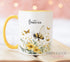 Personalised Bumble Bee Mug with Yellow Trim Perfect Gift for Friends Grandparents or Beekeepers