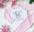 Personalised Pink & White Striped Children's Christmas Pyjamas - Antler Alphabet
