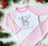 Personalised Pink & White Striped Children's Christmas Pyjamas - Antler Alphabet