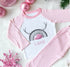 Personalised Pink & White Striped Children's Christmas Pyjamas - Rainbow Reindeer Antler