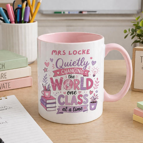 Personalised Teacher Mug – Custom Name Mug – Thank You Teacher Gift UK - Full white mug