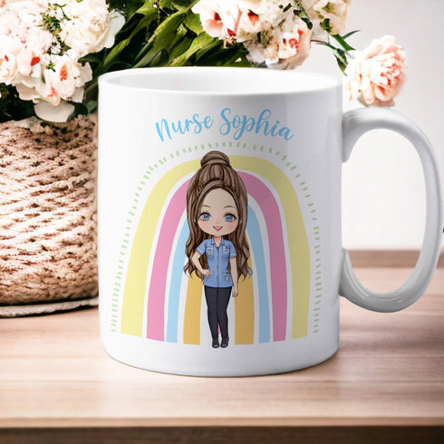 Personalised Nurse Mug with Custom Skin Tones Hair Shades - Thoughtful Thank You Gift for International Nurses Day