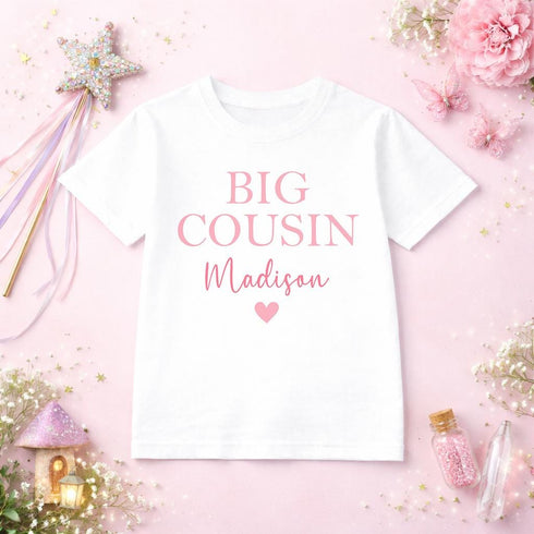 big cousin tee, little cousin, middle cousin, cousin tshirt, cousin outfit, matching cousins, personalised tee, sibling reveal, baby announcement, kids cousin top, cousin gift idea, family matching, new baby reveal