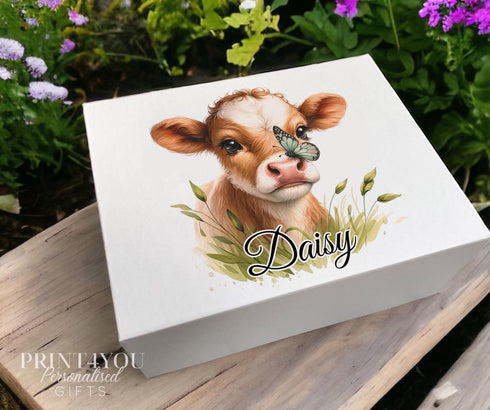 Personalised Cow Gifts – Cow with Butterfly Mug, Cushion, Coaster, Tote Bag, Gift Box & More