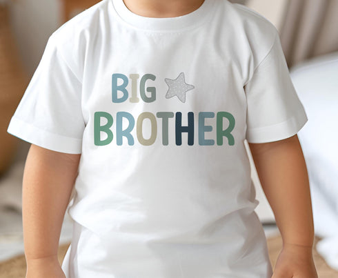 Children's White Cotton T-Shirt - Little Brother / Big Brother Design