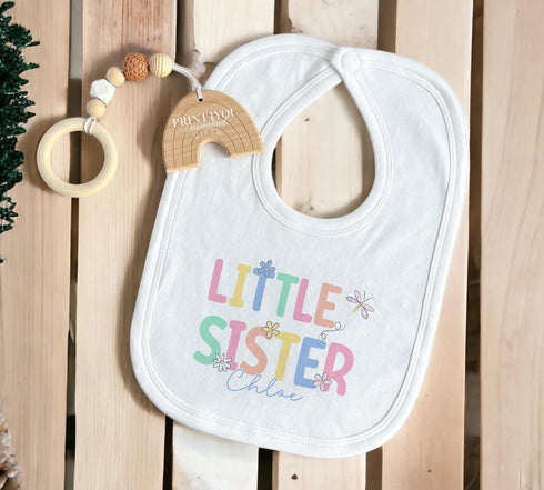 Little Sister Personalised T-shirt, Sleepsuit Baby grow Bodysuit Vest, New Sister Gift, Sibling matching T-shirts