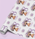 a repeating pattern of a dog wearing a flower crown and the number 8, along with the word "Alex" written below it.