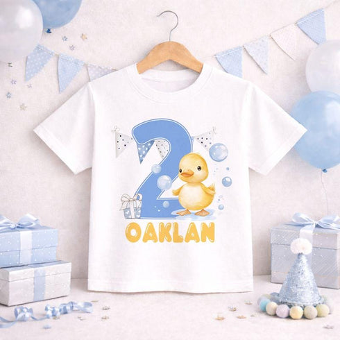 Personalised Duck Birthday Shirt – Age 2 Boys Birthday Top With Custom Name - 6-12 months