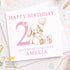 Personalised Bunny Birthday Card – Pink Kids Card with Name & Custom Age