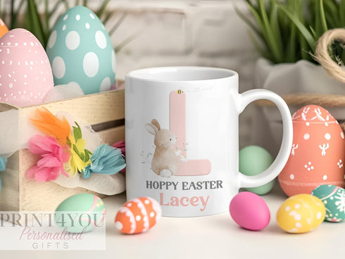 Personalised Easter Mug with Hoppy Little Bunny Rabbit Design - Perfect Gift Idea