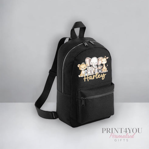 Personalised Safari Animal Kids Backpack | Custom Name Rucksack | Jungle Nursery Bag | Baby Toddler School Gift