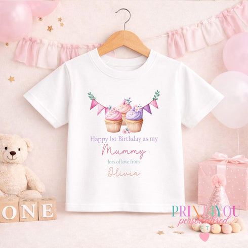 Personalised First Birthday Outfit - Cupcake Design | Gift From Baby to Mummy or Daddy