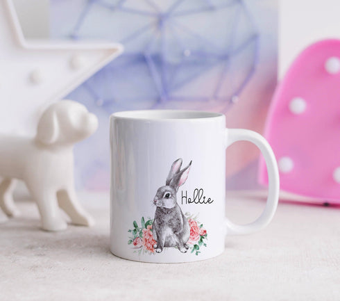 Personalised Easter Bunny Mug with Flowers Heartwarming Gift for Grandparents and Her