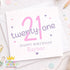 Personalised 21st Birthday Card – Custom Pink Purple Keepsake Memory Card - Front only
