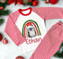 Personalised Red & White Striped Children's Christmas Pyjamas - Cute penguin