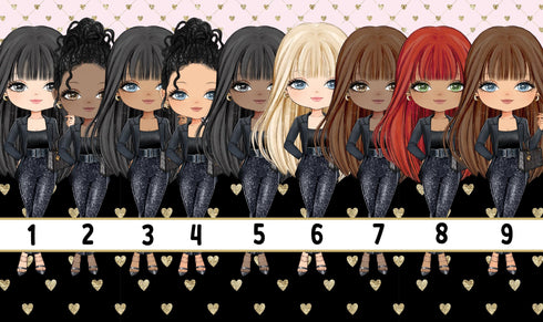 Personalised Girl Notebook β Custom Name Diary with 9 Stylish Characters | Teen Gift, PU Leather Journal, Black & Gold Heart Design