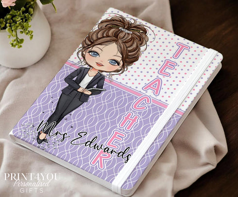 Personalised Teacher Notebook Custom A5 Journal with Up to 7 Characters Perfect End-of-Year Thank You Gift