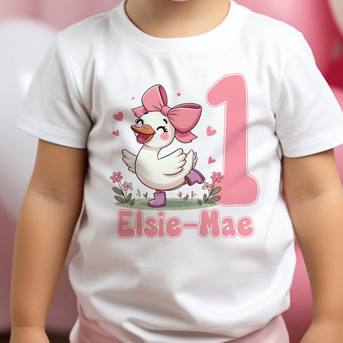 Personalised 1st Birthday Silly Goose | Baby Vest, T-Shirt, Sleepsuit or Bib | Goose Design | Girl Birthday Outfit | Gift for Baby Girl