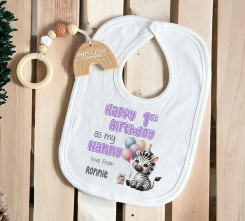 Happy Birthday Mummy, 1st Birthday as My Mummy or Daddy, Sleepsuit Babygrow Bodysuit Vest, Mum, Dad, Nan, Auntie Birthday, Zebra Design