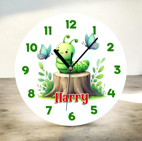 Personalised Acrylic Caterpillar Clock for Nursery Cute New Baby Gift First Birthday Decor 245cm Wides