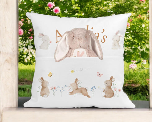 Children's Personalised Book Cushion, PersonalisedGift for Children, Easter Gift Ideas, Bunny Rabbit Cushion,