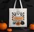 Personalised Kids Halloween Tote Bag: Retro Ghost & Pumpkin Trick or Treat