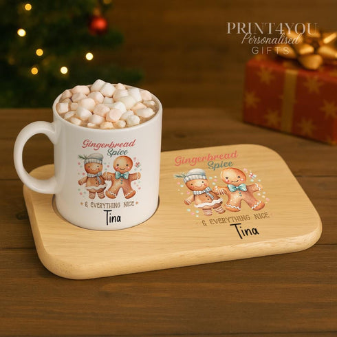 Personalised Gingerbread Mug Board Gift Set Festive Hot Chocolate with Custom Name