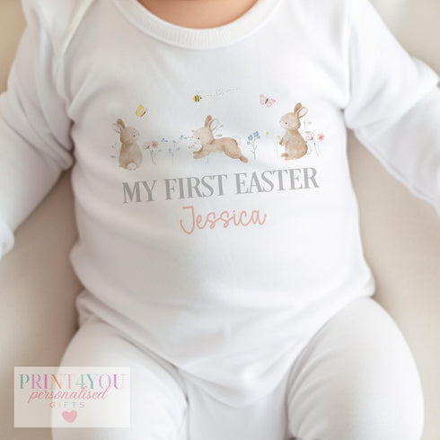 My First Easter Babygrow - Hoppy Bunny Rabbit Vest New Baby Gift