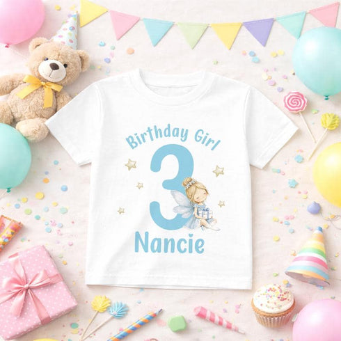 3rd Birthday Girl Shirt – Personalised Fairy Birthday Tee With Custom Name - 6-12 months