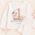 Children's clothing with the 1st birthday outfit bunny design
