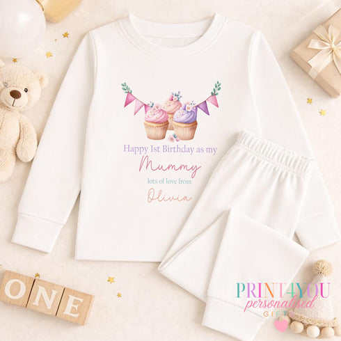 Personalised First Birthday Outfit - Cupcake Design | Gift From Baby to Mummy or Daddy