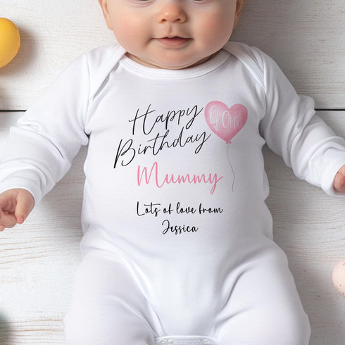 Happy Birthday Mummy, 30th 40th Birthday as My Mummy, Sleepsuit Baby grow Bodysuit Vest, Mum Birthday, Mummy Birthday