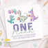 Square greeting card showing the dinosaur birthday card design
