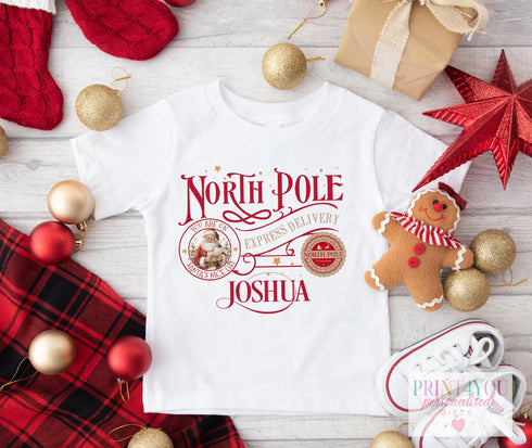 Personalised Red Christmas Train Jumper or T-Shirt for Kids