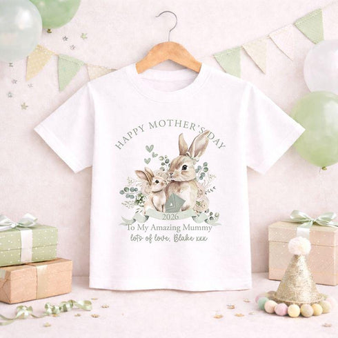 Mothers Day T Shirt – Personalised Rabbit Mothers Day Shirt | Keepsake Gift From Child