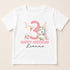 A white t-shirt with a pink unicorn and the number 3 printed on it, along with the text "Happy Birthday Leanne".