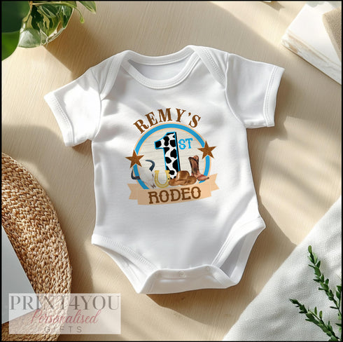 My First Rodeo Baby Outfit Personalised | Cowboy First Birthday Gift Idea