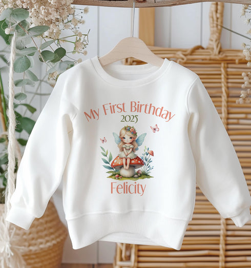 Personalised First Birthday Jumper, Birthday Sweatshirt for Children, I am One, Fairy Jumper