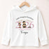 White lightweight hooded long-sleeved children’s top with a personalised pink teddy bear preschool graduation 2026 design.