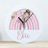 Personalised Ballerina Acrylic Clock for Girls 24.5cm Wide Pink Rainbow Design Gift