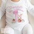Personalised Strawberry First Birthday T-shirt Sleepsuit Vest or Bib with Bunny Rabbit Design