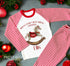 Red & White Striped Children's Christmas Pyjamas - When I wake up Rocking Horse