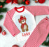 Red & White Striped Children's Christmas Pyjamas - Taylor teddy bear
