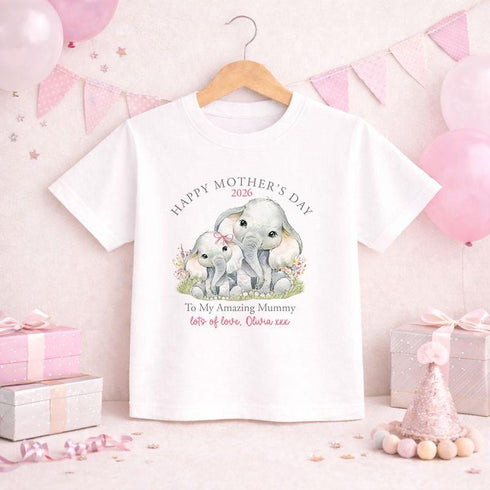 Personalised Mothers Day Shirt - Elephant Mum Gift From Daughter | Soft Cotton Tee